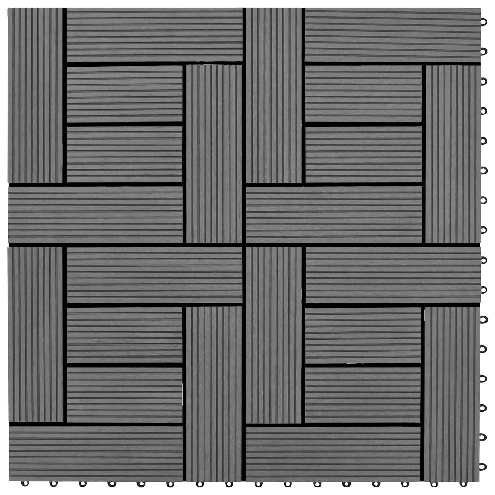 Terrassenfliese 22 stk. Grau 30 x 30 cm WPC