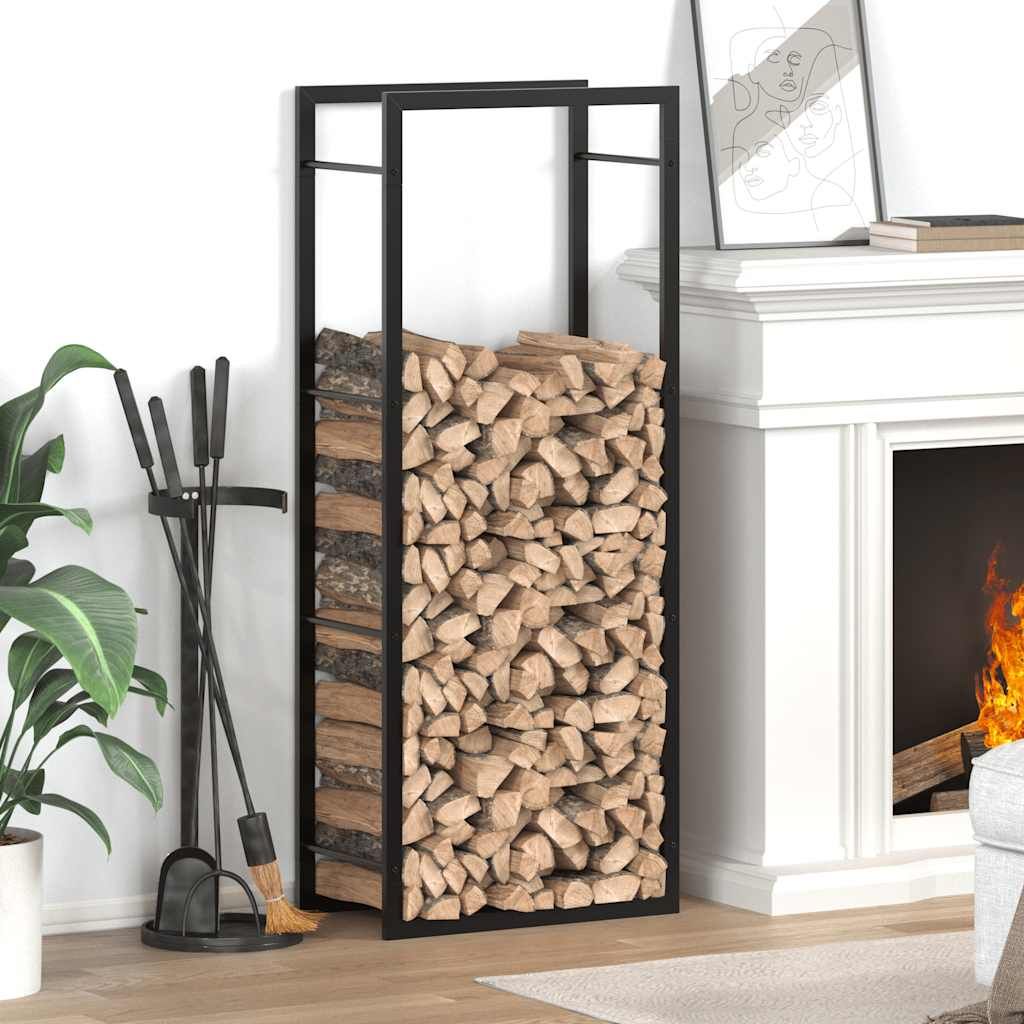 Brennholzregal Mattschwarz 50x28x132 cm Stahl