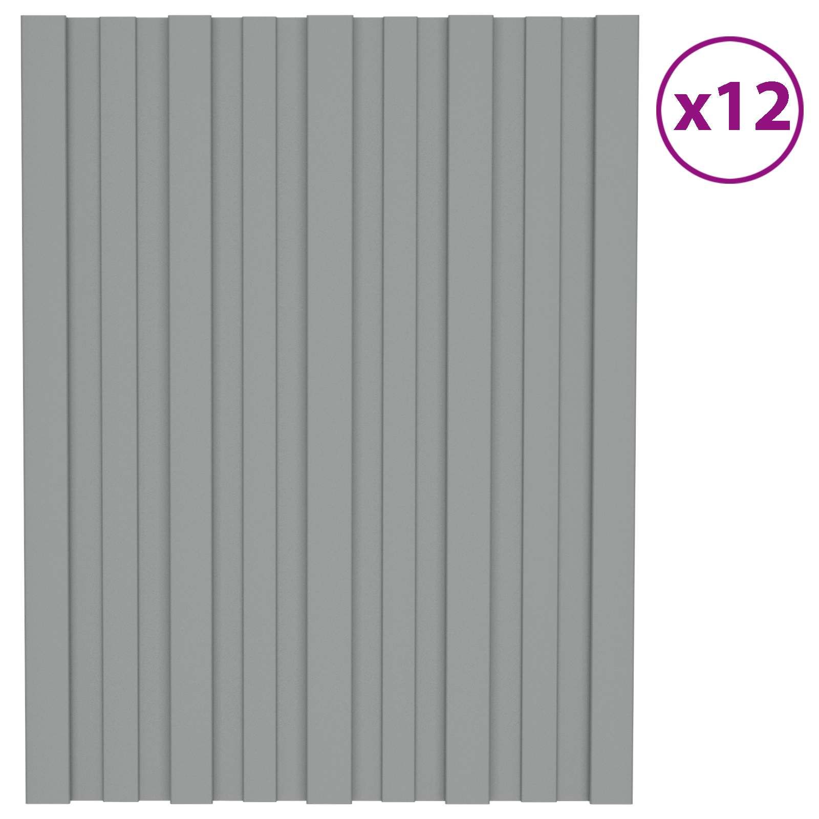 Dachpaneel 12 Stk. Grau 60 x 45 cm Verzinkter Stahl
