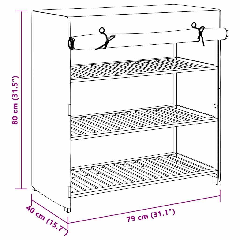 Schuhschrank mit Abdeckung Weiß 79 x 40 x 80 cm Stoff