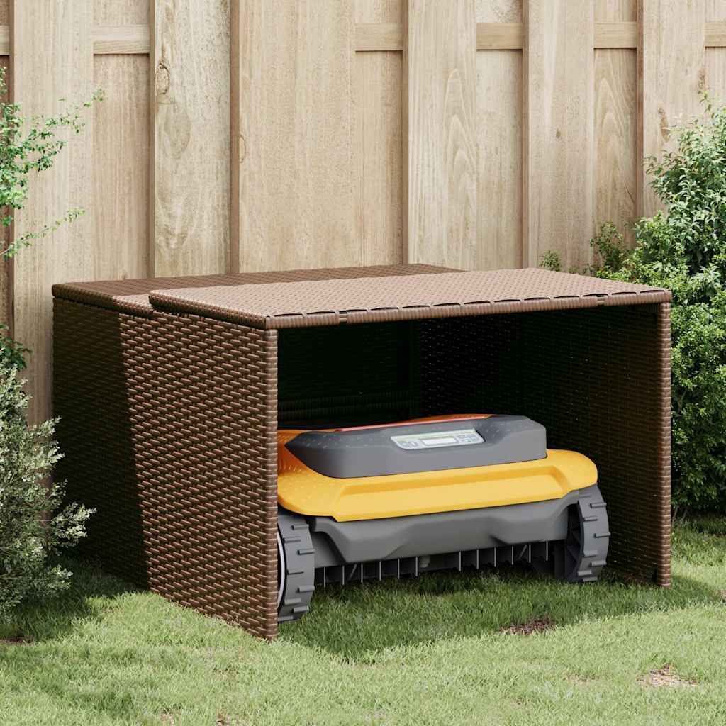 Mähroboter-Garage Braun 86x90x52/57 cm Poly Rattan