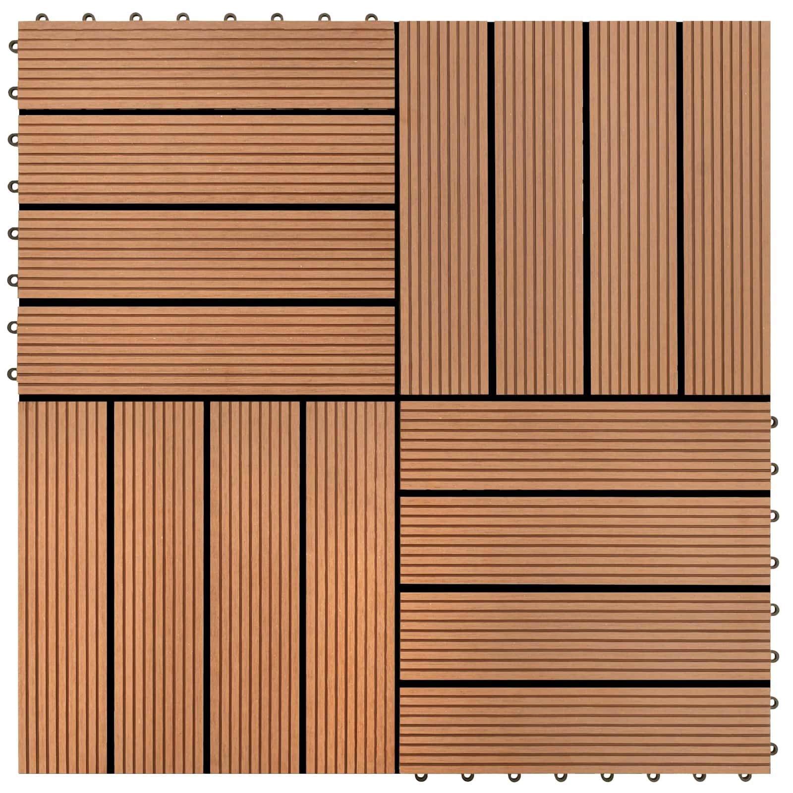 Terrassenfliese 22 stk. Braun 30 x 30 cm WPC