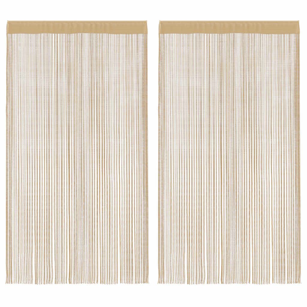 Fadenvorhänge 2 Stk. 140 x 250 cm Beige