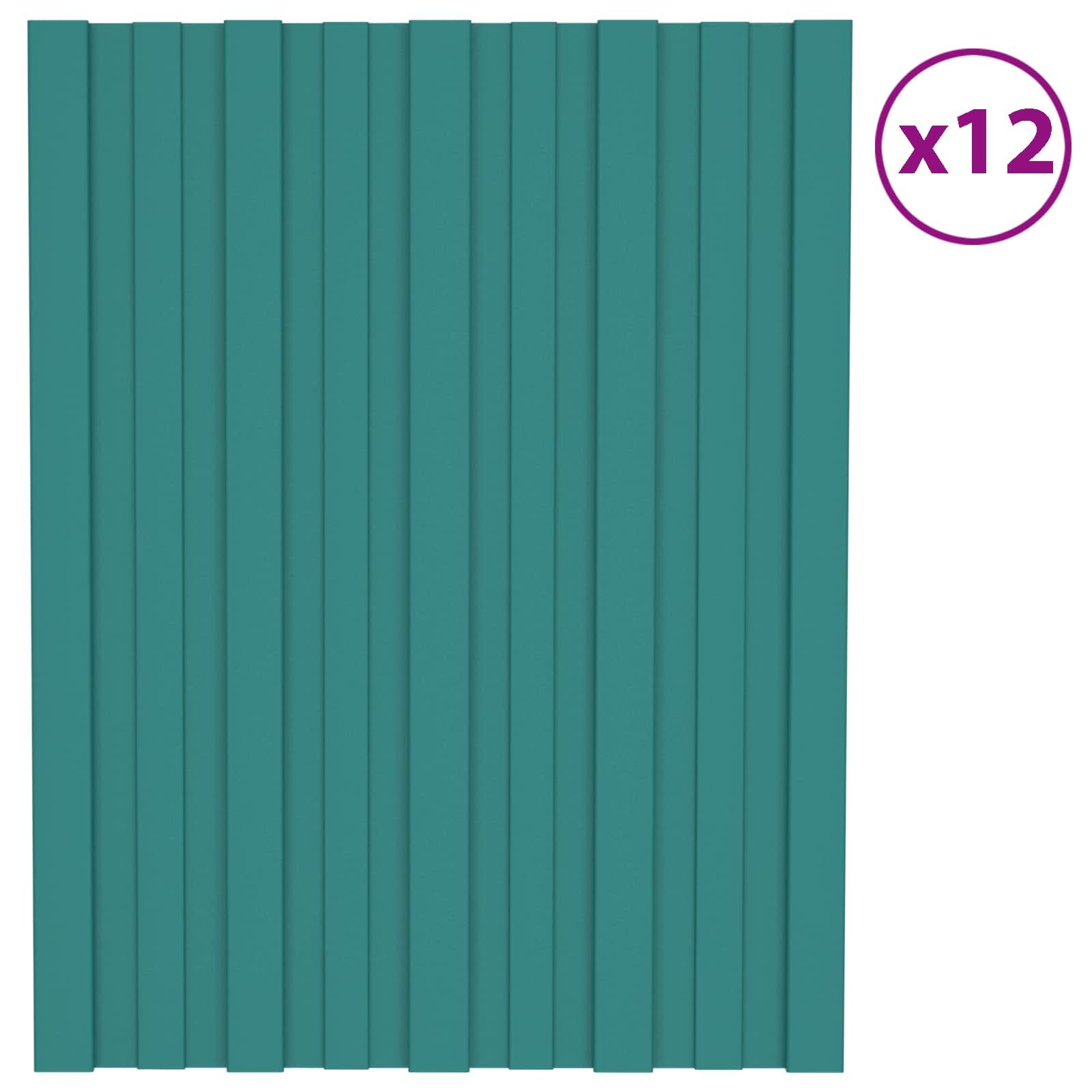 Dachpaneel 12 pcs Grün 60 x 45 cm Verzinkter Stahl