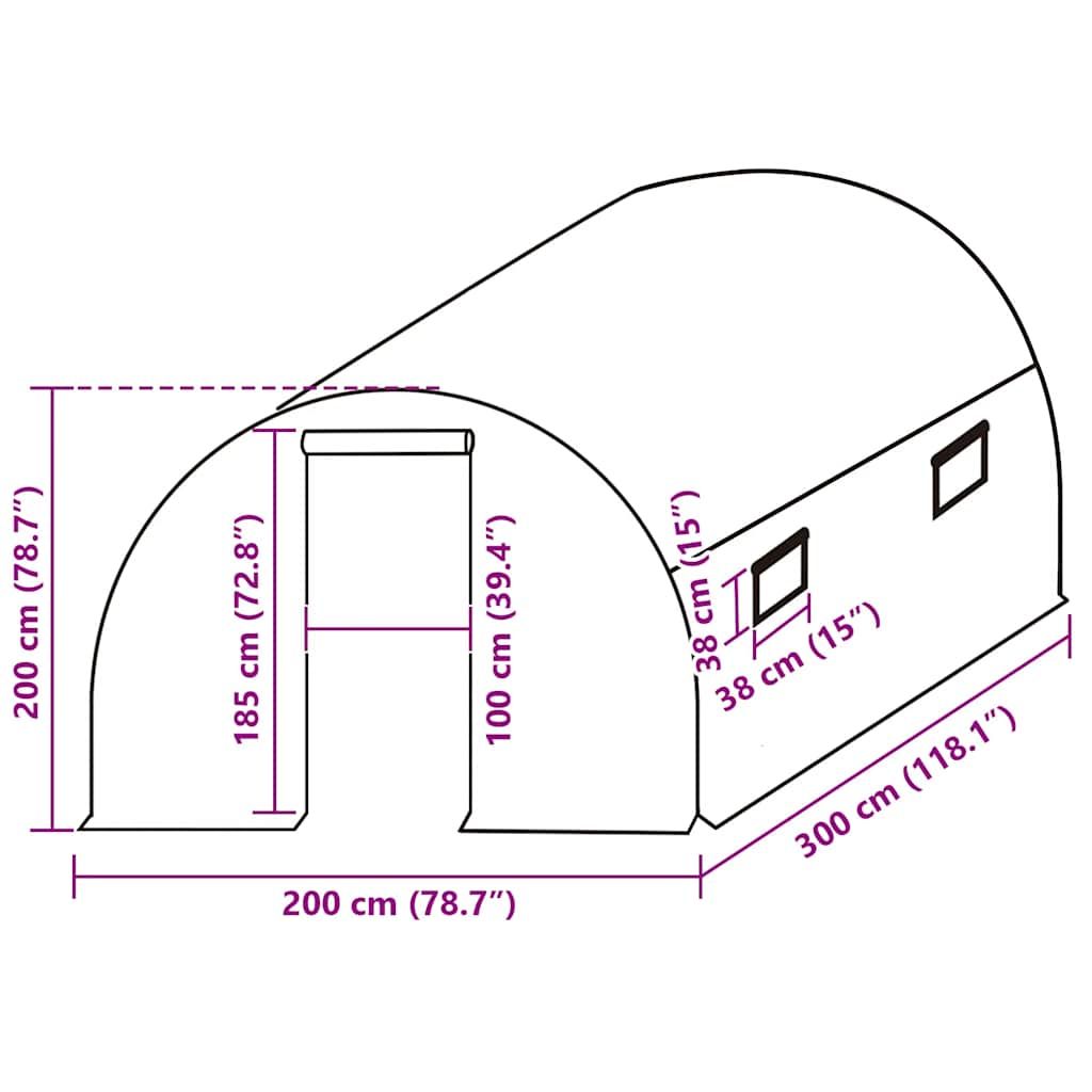 Ersatzabdeckung für Gewächshaus (6 m²) 200x300x200 cm Grün