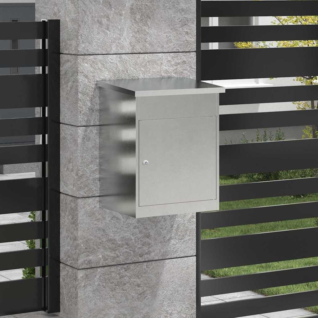 Paketdrop-Box mit Speicher Silber 47,5 x 38 x 59 cm Edelstahl