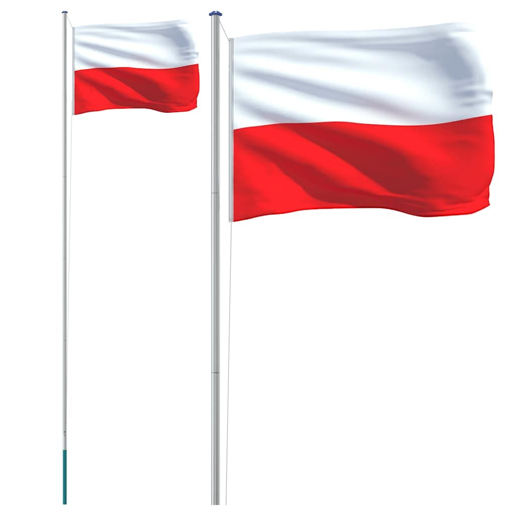 Flagge Polens mit Mast 6,08 m Aluminium