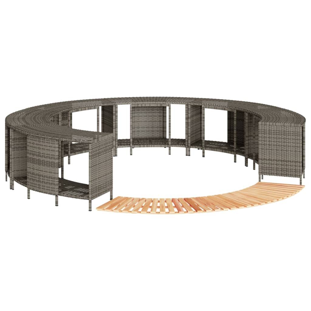 Whirlpool-Umrandung Grau Poly Rattan und Massivholz Akazie