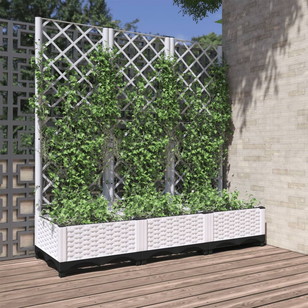Garten-Pflanzgefäß mit Spalier Weiß 120 x 40 x 121,5 cm PP