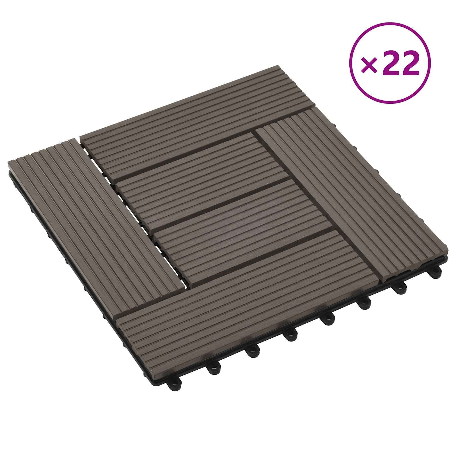 Terrassenfliese 22 stk. Dunkelbraun 30 x 30 cm WPC