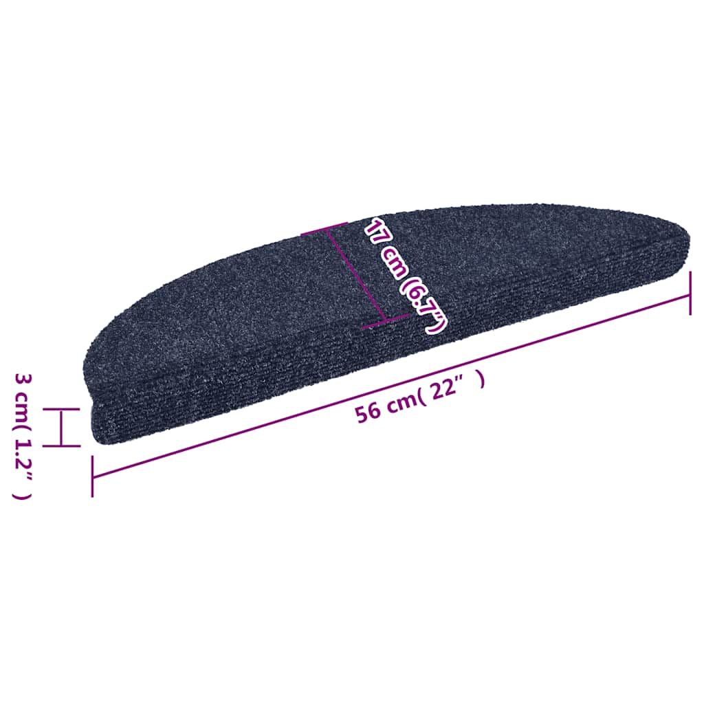 Stufenmatten Selbstklebend 15 Stk. 56x17x3 cm Blau Halbrund