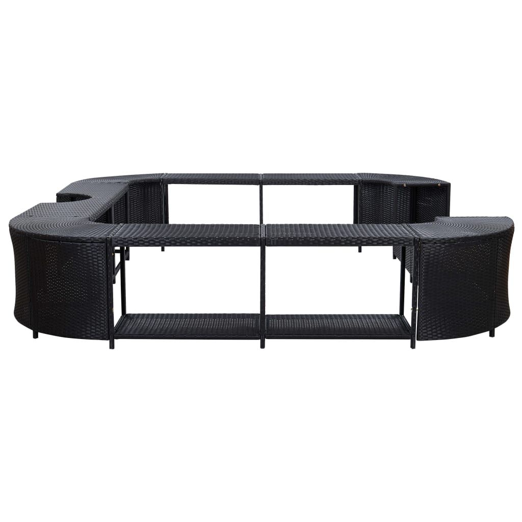 Whirlpool-Umrandung Quadratisch Schwarz 268x268x55 Poly Rattan