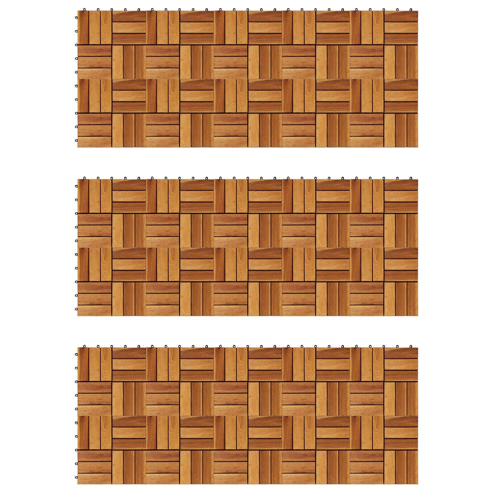 Terrassenfliese 30 pcs Braun 30 x 30 cm Akazien-Hartholz
