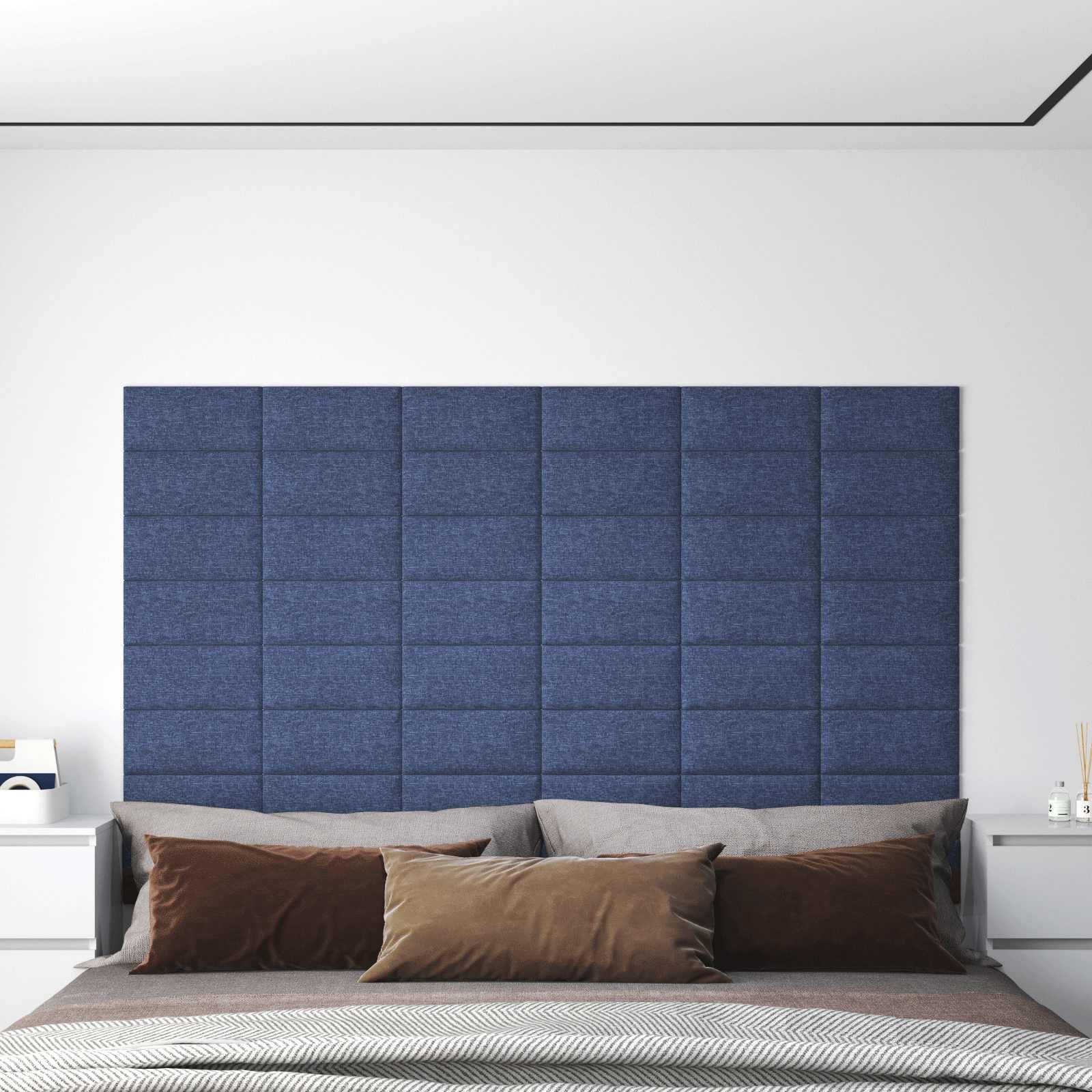Wandkopfteilen 12 pcs Blau 30 x 15 cm Stoff