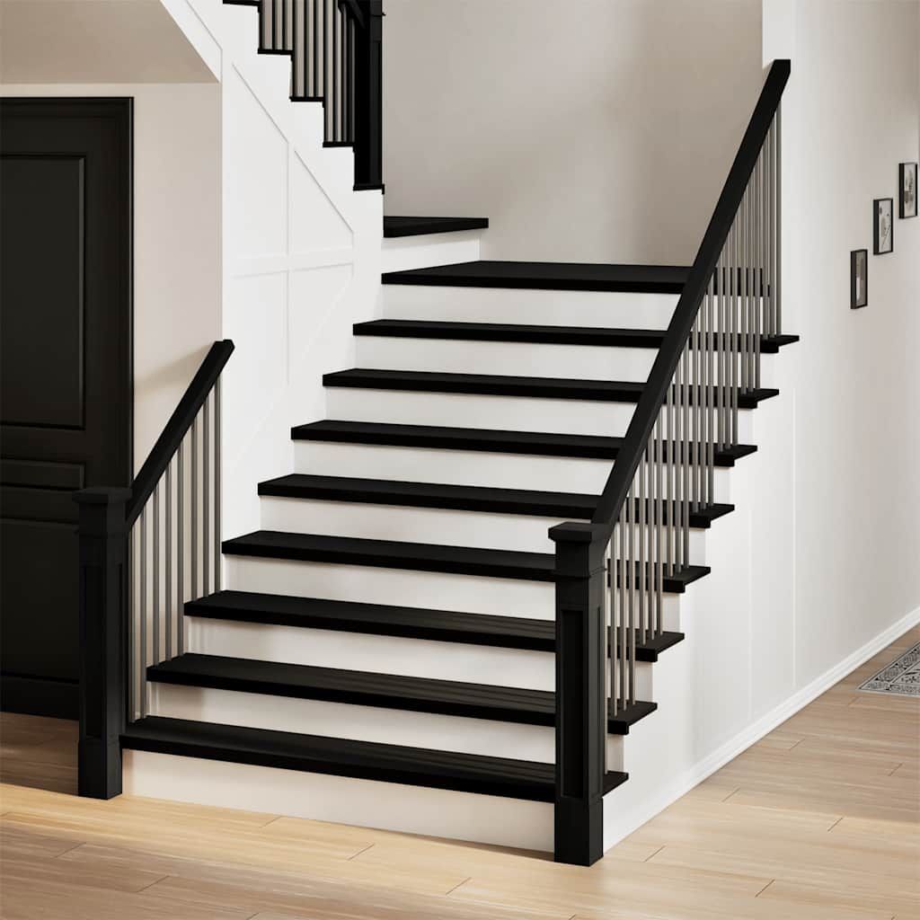 Treppenstufen 4 Stk. Braun-Schwarz 120x25x2 cm Massivholz Eiche