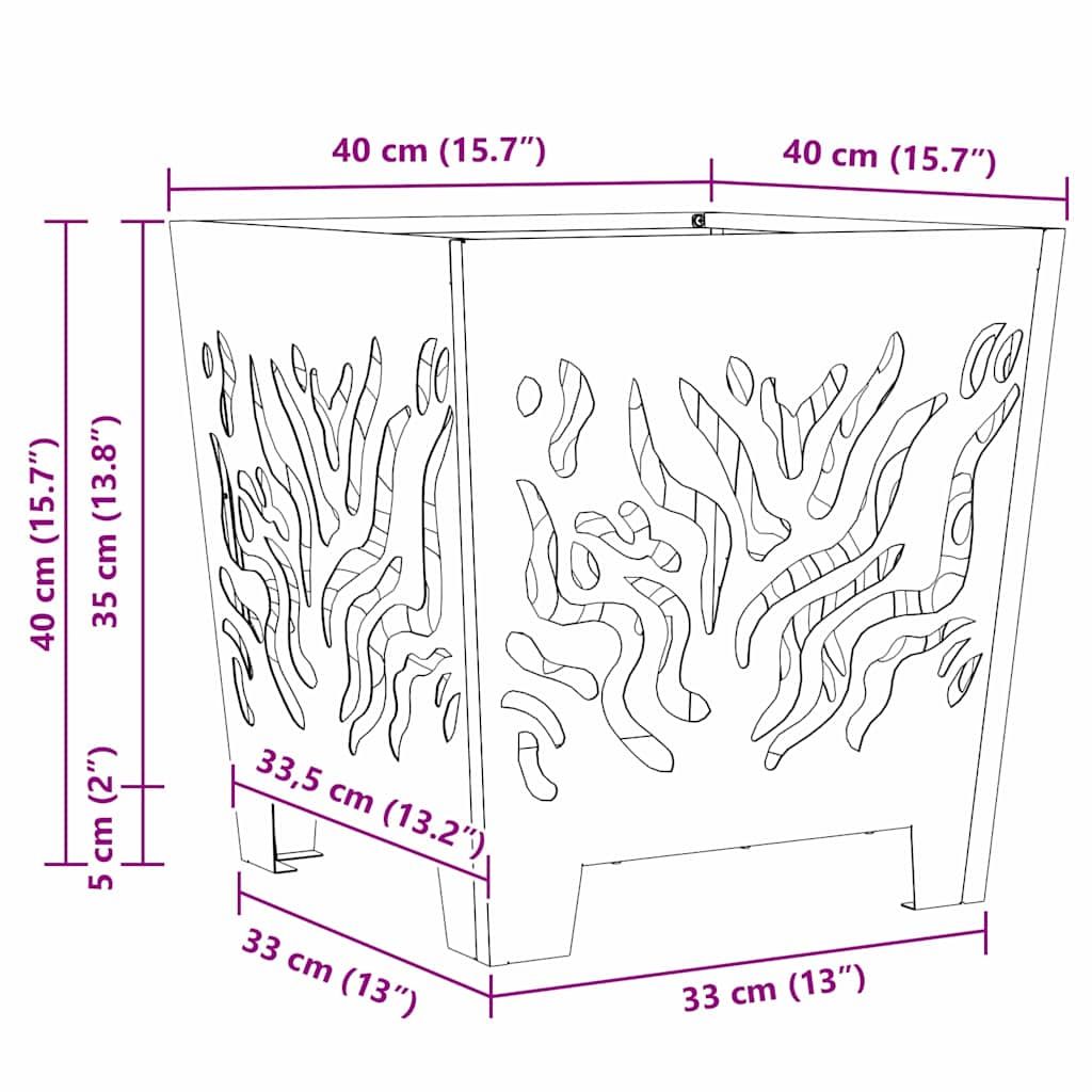 Feuerstelle Braun 40 x 40 x 40 cm Wetterfeststahl