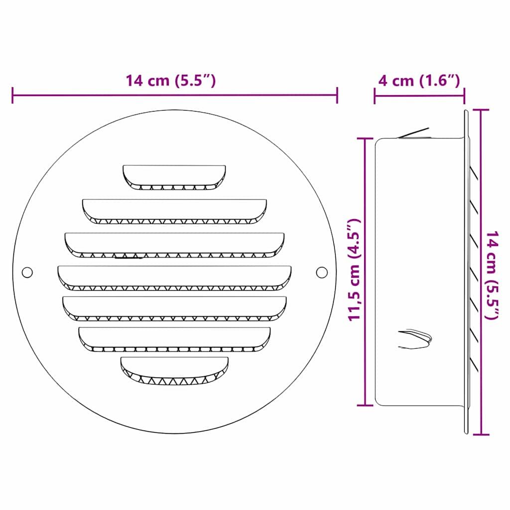 Lüftungsgitter 4 pcs Silber 125 mm Edelstahl