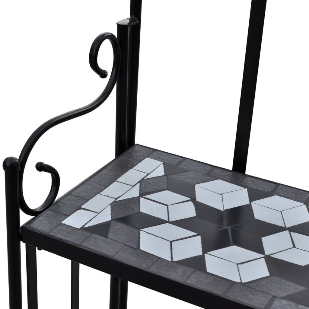 Pflanzenständer Mosaik Schwarz und Weiß