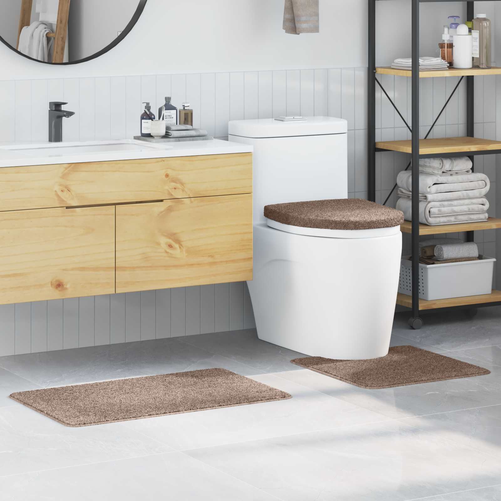 Anti-Rutsch Badematten-Set 3 pcs Braun PP