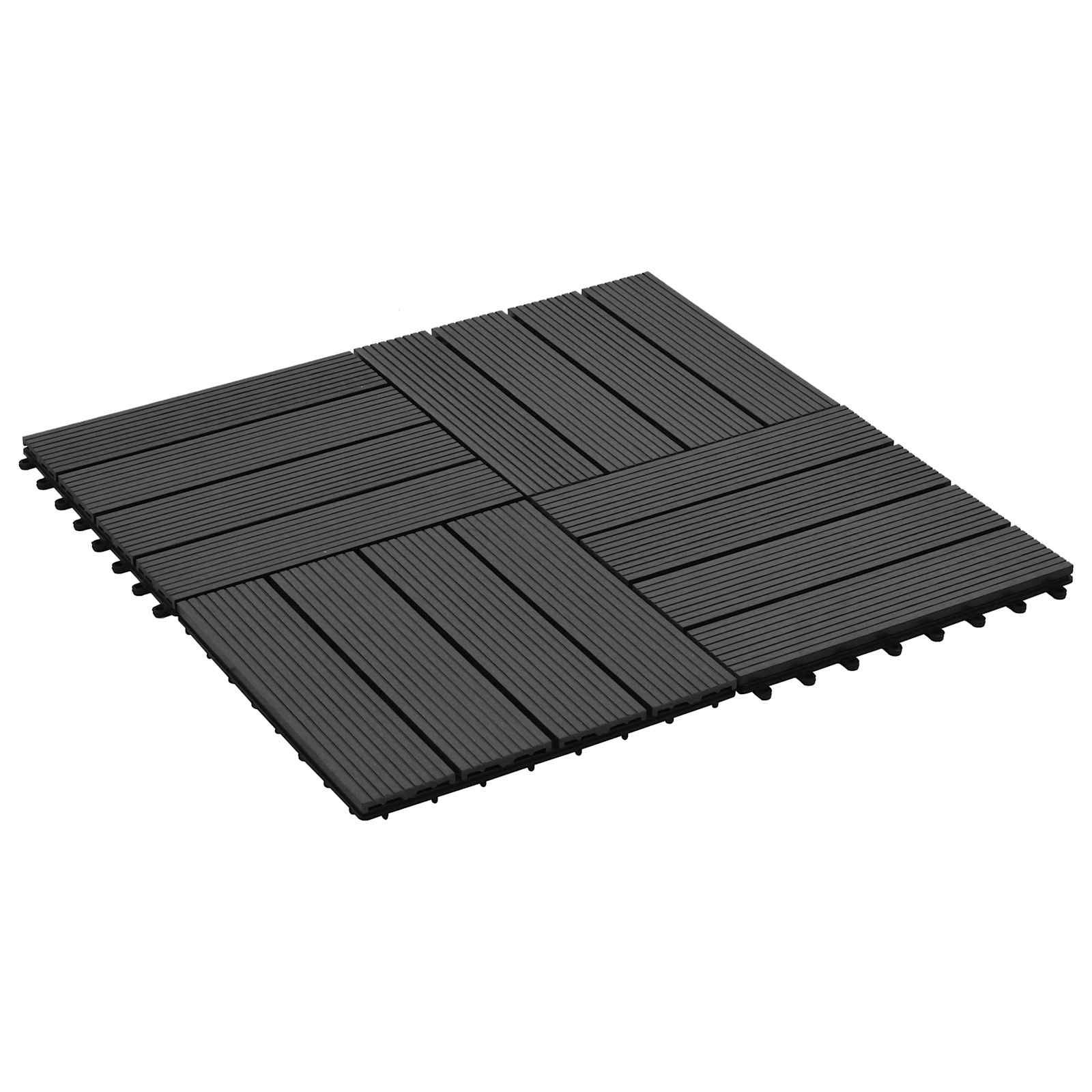 Terrassenfliese 22 stk. Schwarz 30 x 30 cm WPC