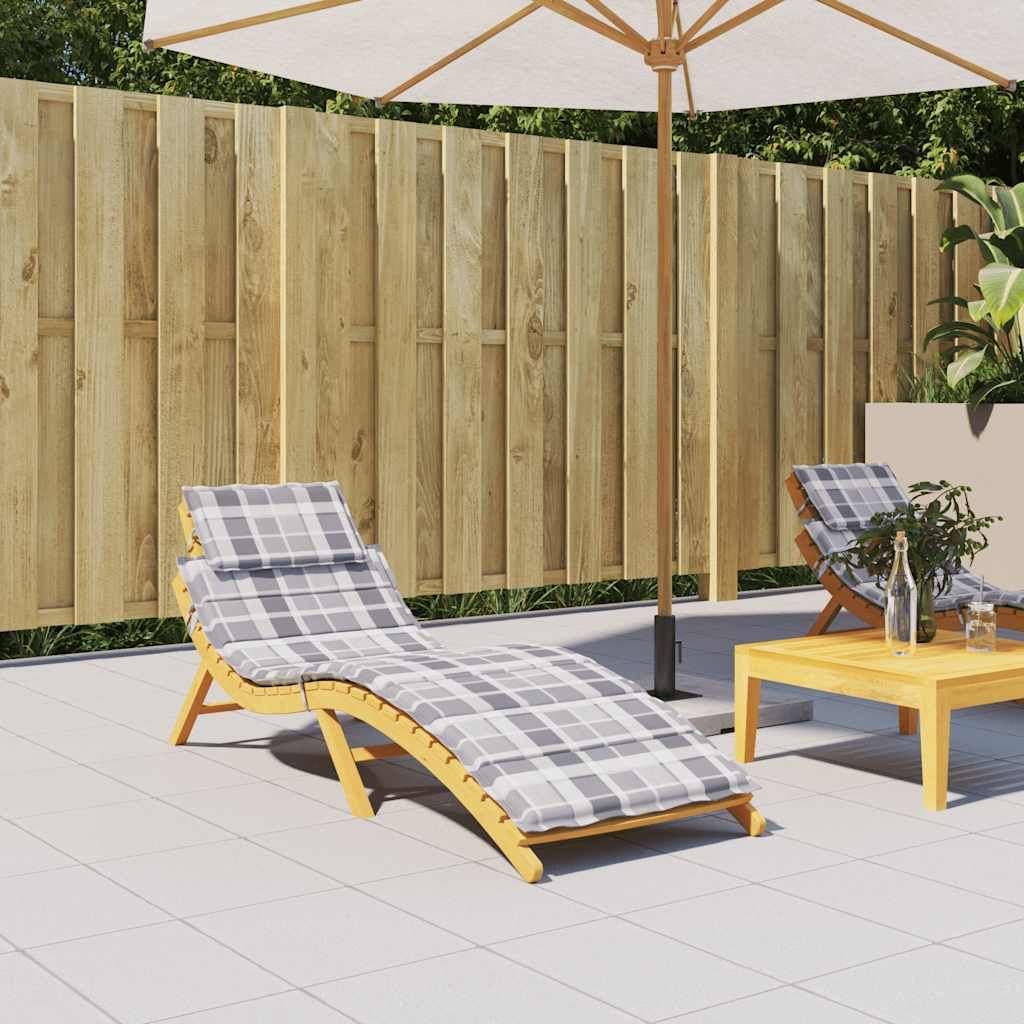 Sonnenliegen-Auflage Grau Karomuster 186x58x4 cm Oxford-Gewebe