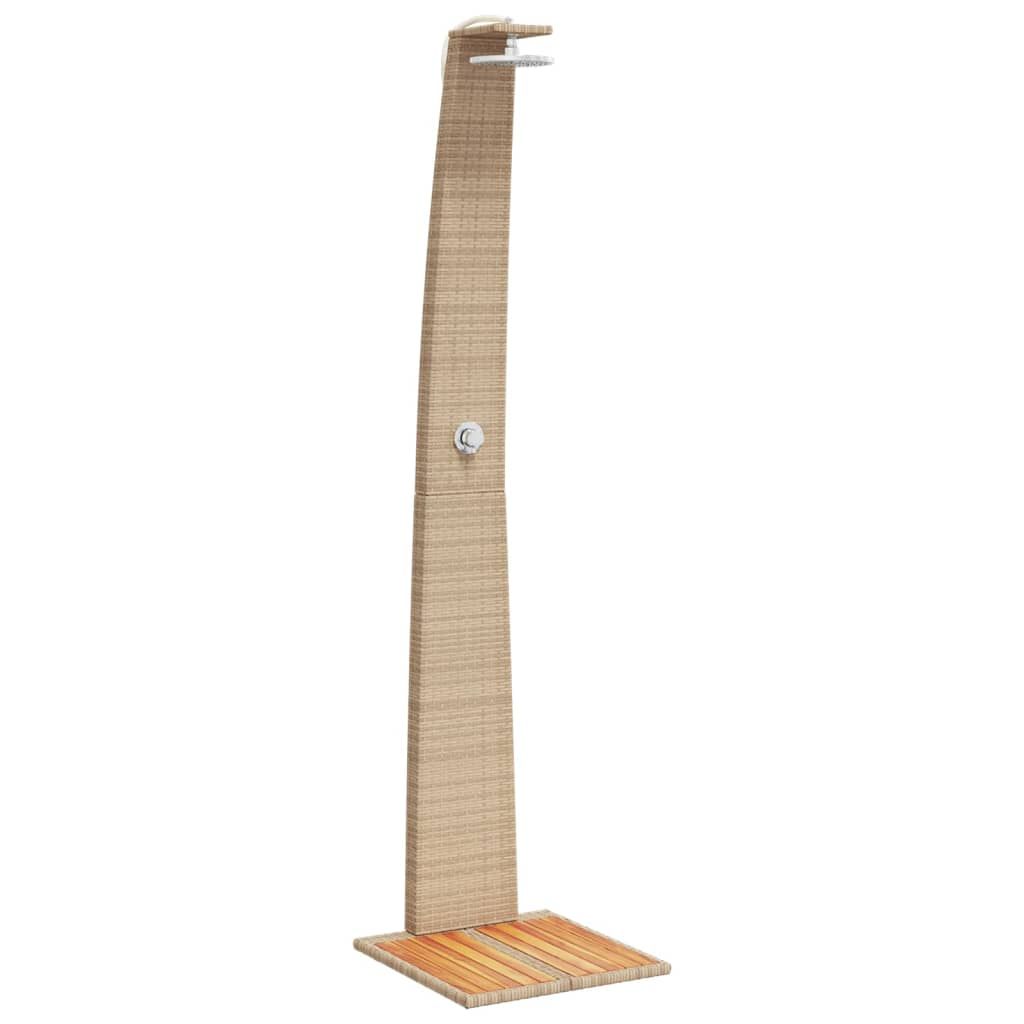Gartendusche Beige 55x60x224 cm Poly Rattan und Akazienholz