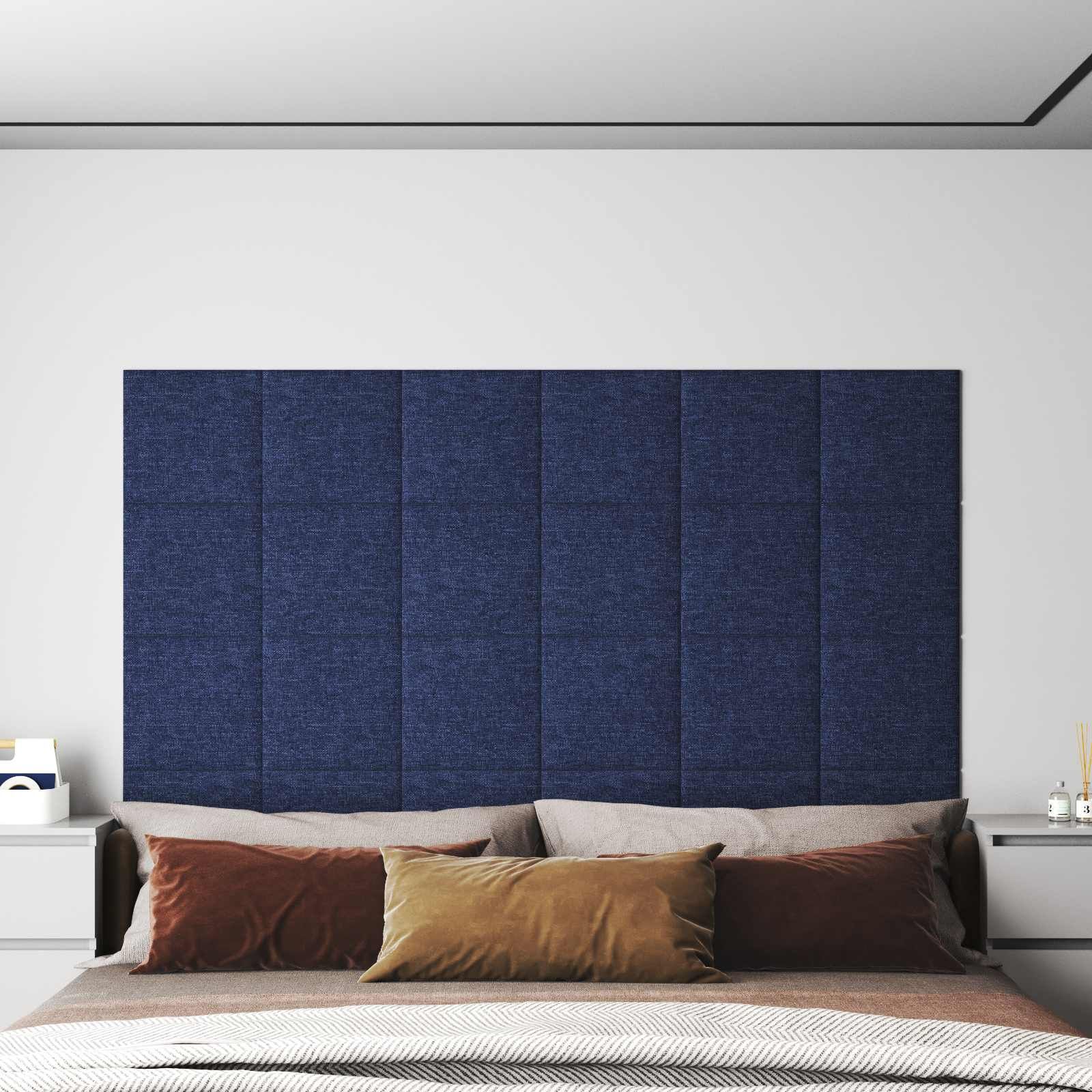 Wandkopfteilen 12 pcs Blau 30 x 30 cm Stoff