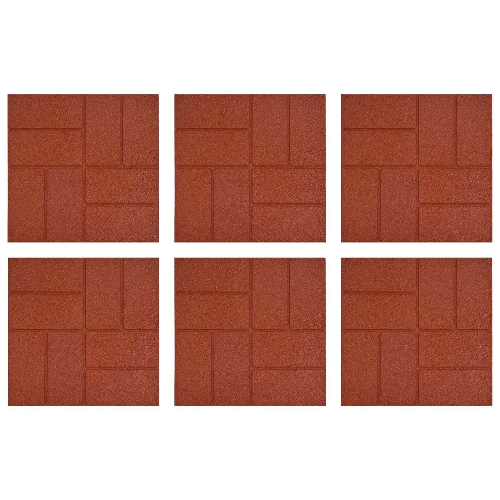 Gehwegstein 6 pcs Rot 40,5 x 40,5 x 2 cm Gummi