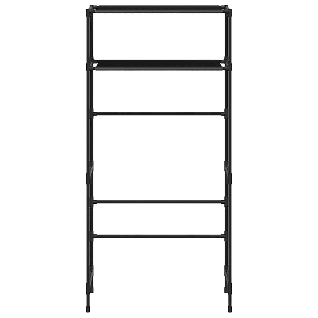 Waschmaschinenregal 2 Ablagen Schwarz 69x28x143 cm Eisen