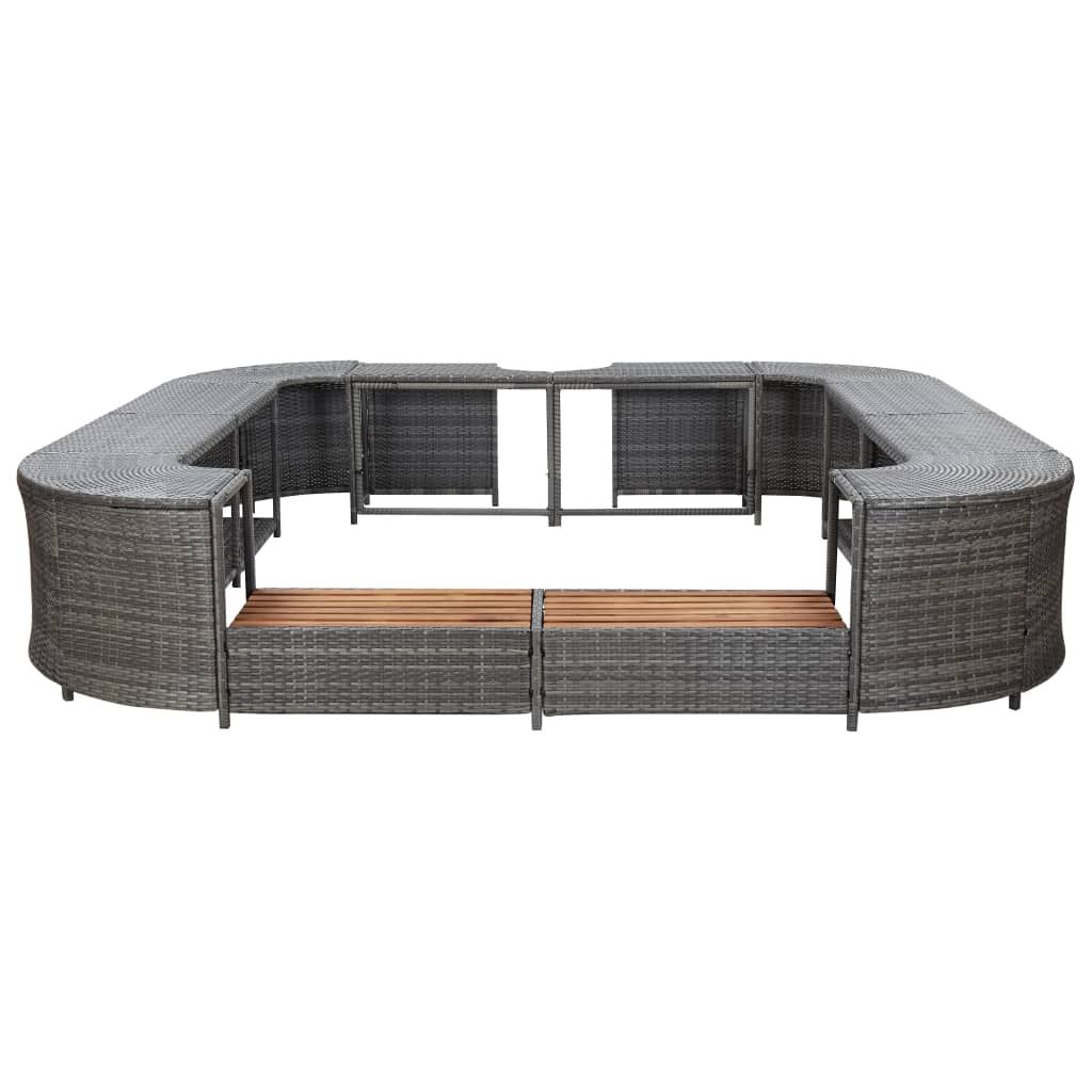 Whirlpool-Umrandung Quadratisch Grau 268x268x55 cm Poly Rattan