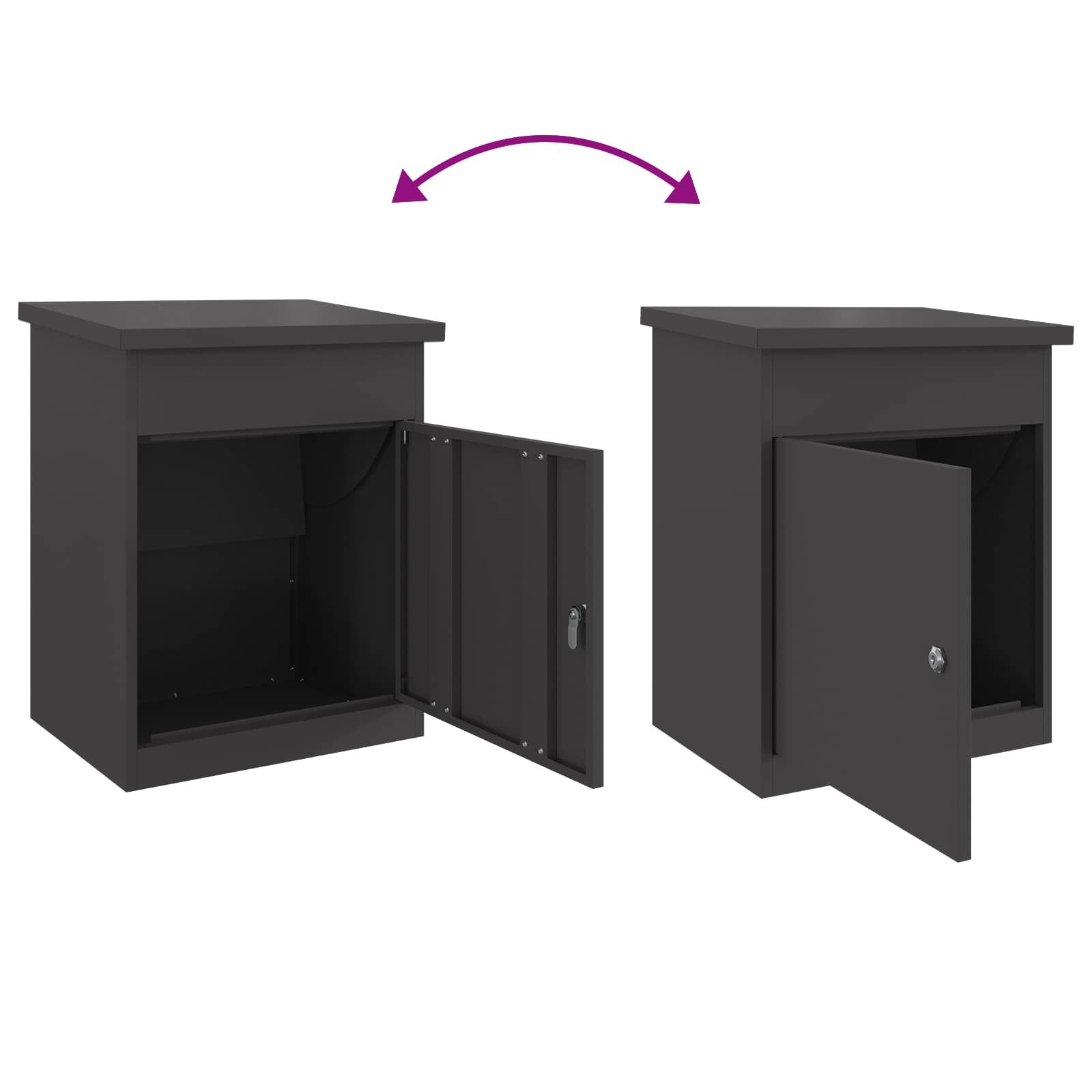 Paketdrop-Box mit Speicher Schwarz 47,5 x 38 x 59 cm Stahl