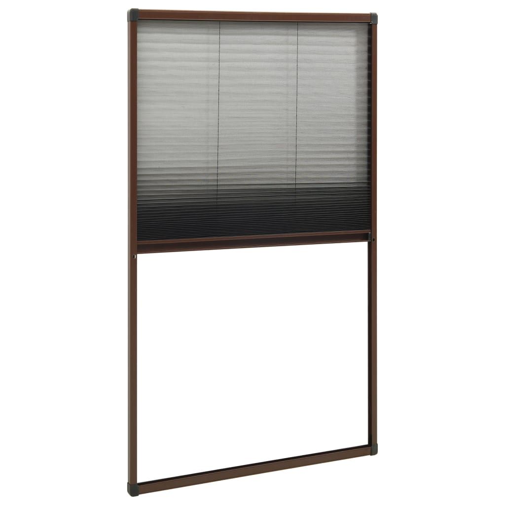 Insektenschutz-Plissee für Fenster Aluminium Braun 80x160 cm