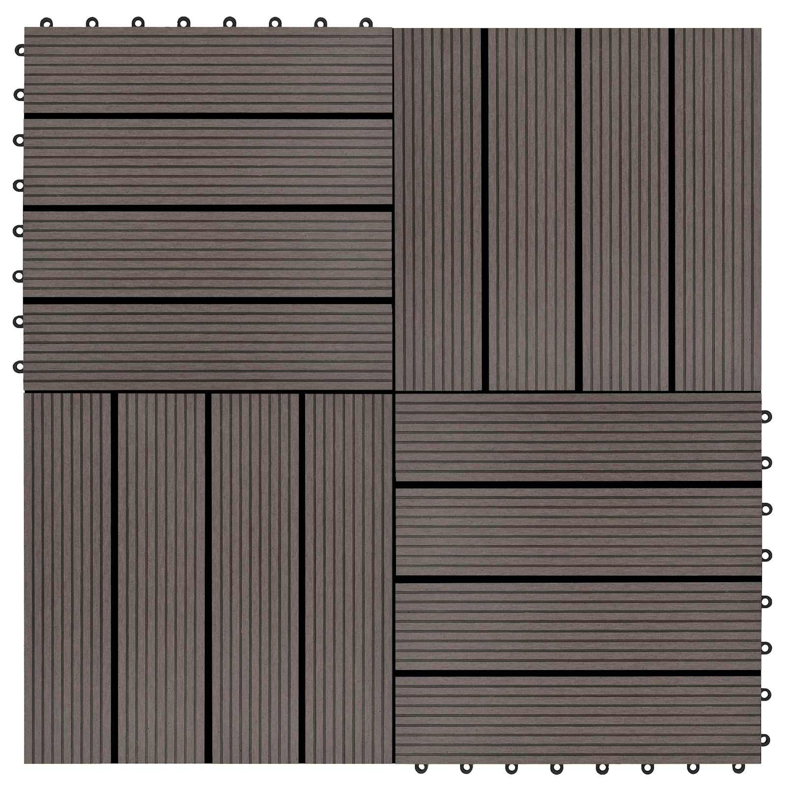 Terrassenfliese 22 stk. Dunkelbraun 30 x 30 cm WPC