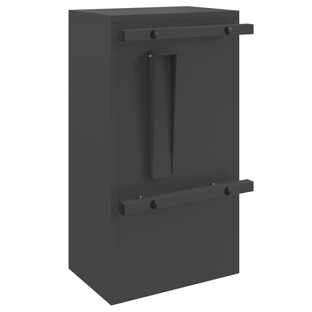 Briefkasten mit Speicher mit Tür Schwarz 30 x 20 x 55 cm Stahl