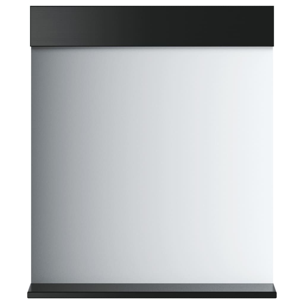 Badspiegel mit Ablage BERG Schwarz 60x12x70 cm Massivholz