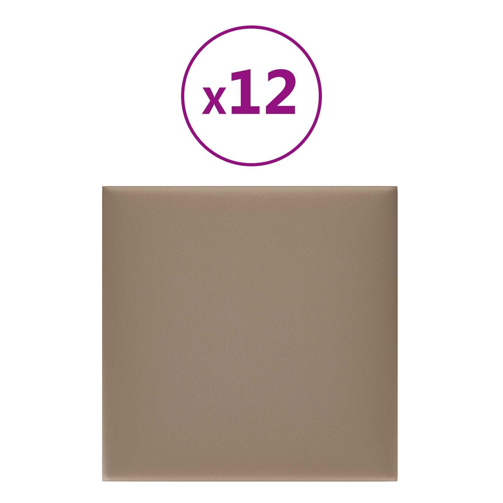 Wandkopfteilen 12 pcs Cappuccino 30 x 30 cm Stoff