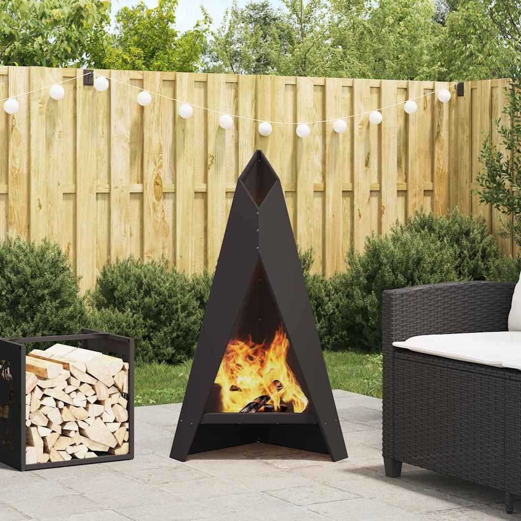 Feuerschale Schwarz 58 x 40 x 100 cm Wetterfeststahl
