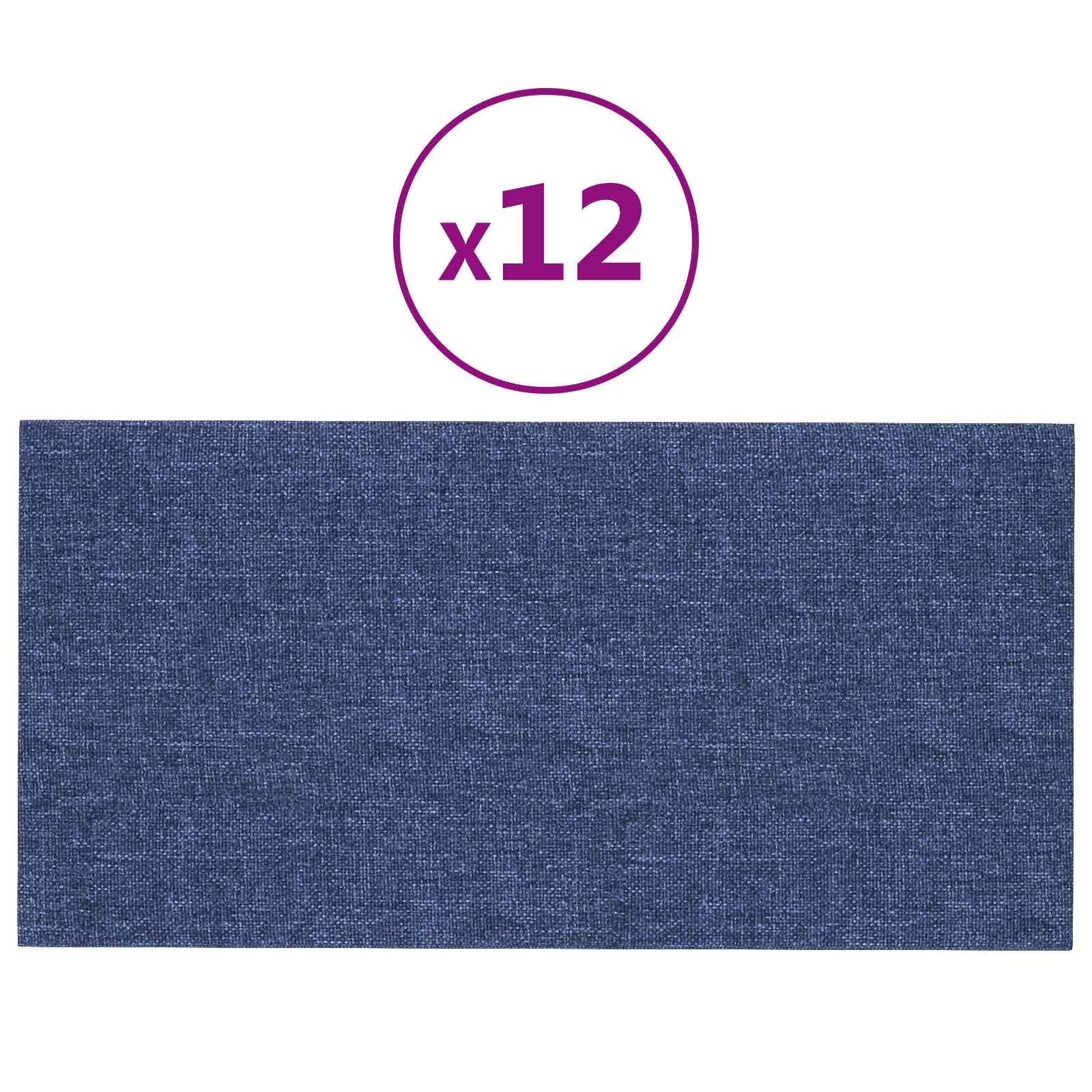 Wandkopfteilen 12 pcs Blau 30 x 15 cm Stoff