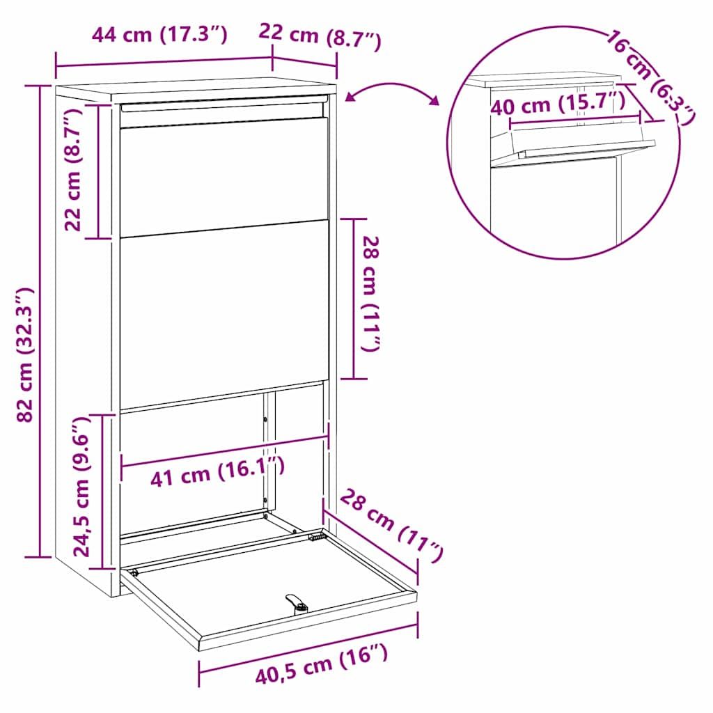 Paketdrop-Box mit Tür Silber 44 x 22 x 82 cm Verzinkter Stahl