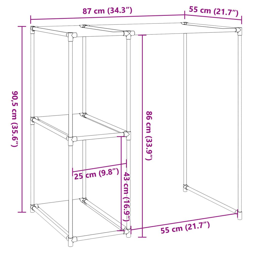 Waschmaschinenregal Creme 87x55x90,5 cm Eisen