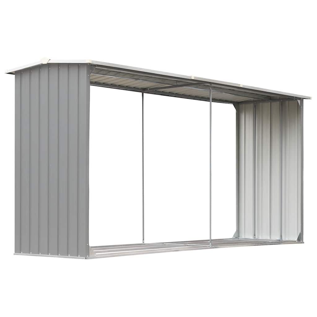 Brennholzlager aus verzinktem Stahl 330 x 92 x 153 cm Grau