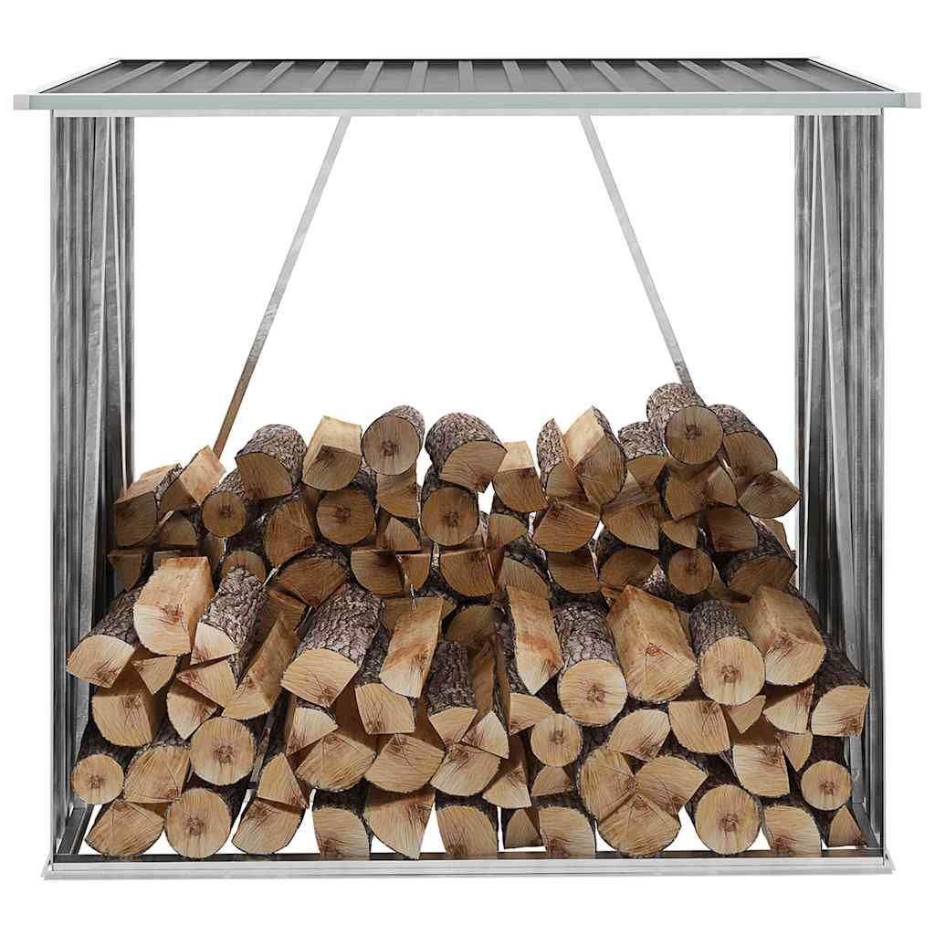 Brennholzlager Verzinkter Stahl 163 x 83 x 154 cm Grau