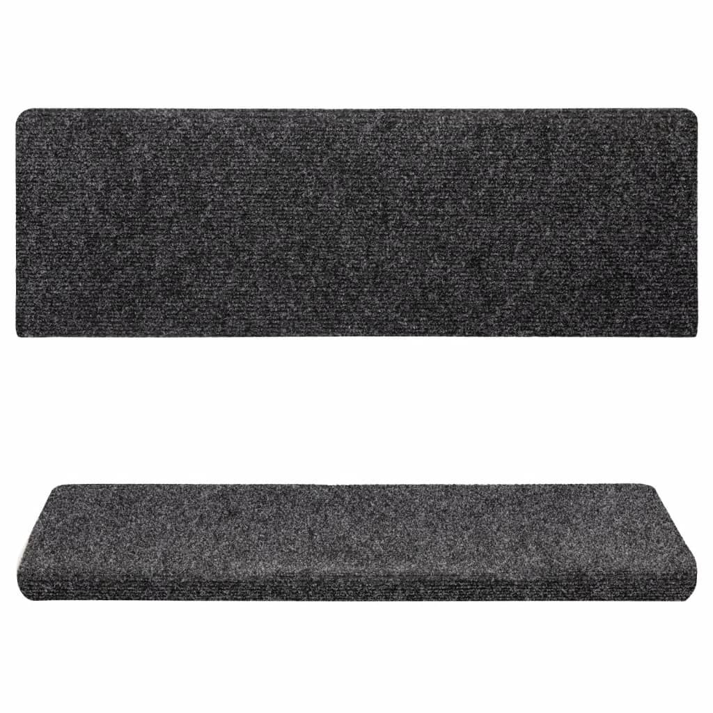 Stufenmatten Selbstklebend 15 Stk. 65x21x4 cm Dunkelgrau Rechteckiger Rand