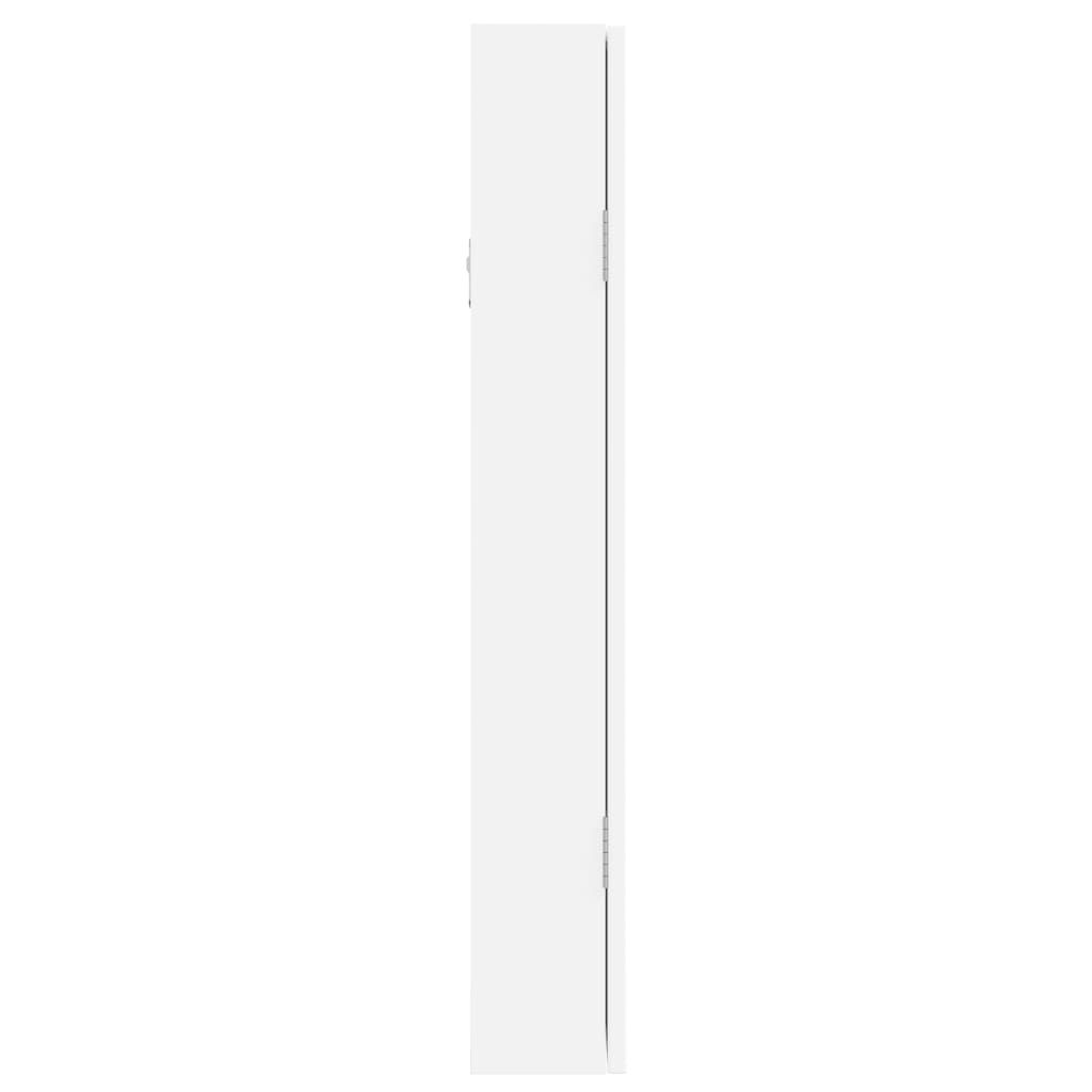 Schmuckschrank mit Spiegel Wandmontage Weiß 37,5x10x67 cm