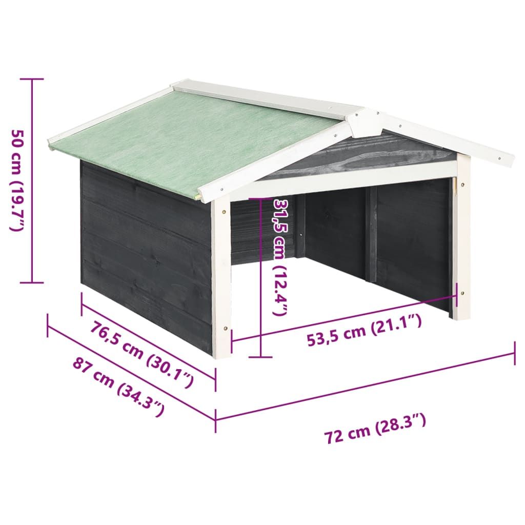 Roboter-Rasenmäher Garage 72x87x50 cm Grau Weiß Tannenholz