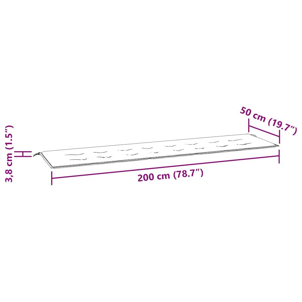 Gartenbank-Auflage Grau Karomuster 200x50x4 cm Oxford-Gewebe