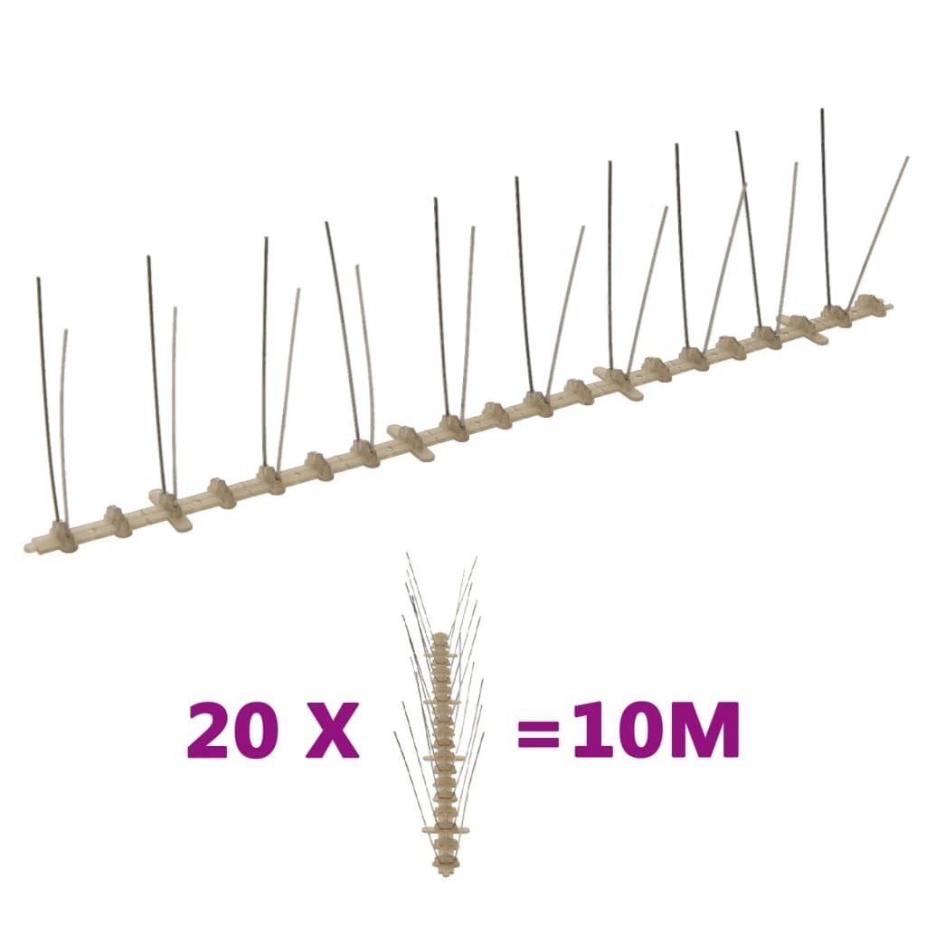20-tlg. Vogelabwehr-Spikes-Set 10 m Kunststoff 2-reihig