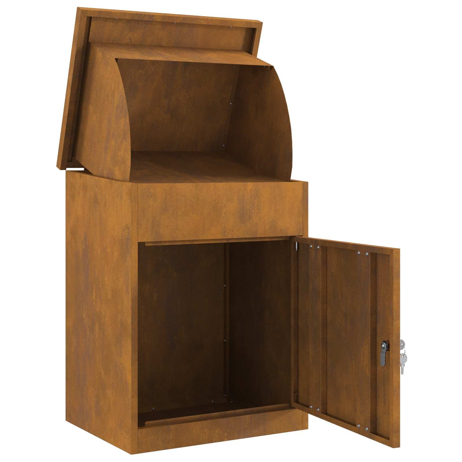 Paketdrop-Box mit Tür Rostig 47,5 x 38 x 59 cm Wetterfeststahl