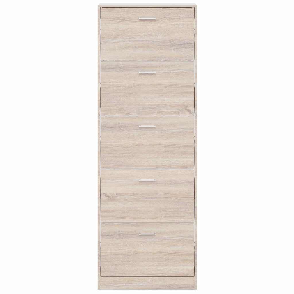 Schuhschrank mit 5 Schuhkippern Holz Eichen-Optik