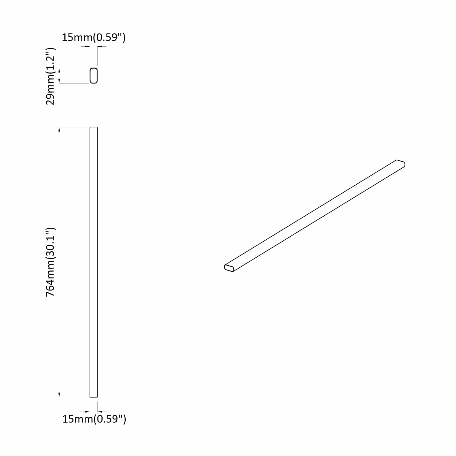 Kleiderstange 2 stk. Silber 764 x 15 x 29 mm Aluminiumlegierung